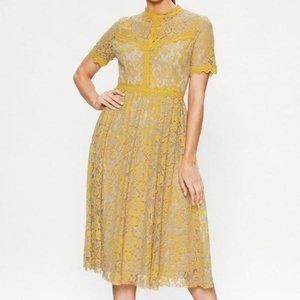 Jealous Tomato Yellow Lace Midi Dress